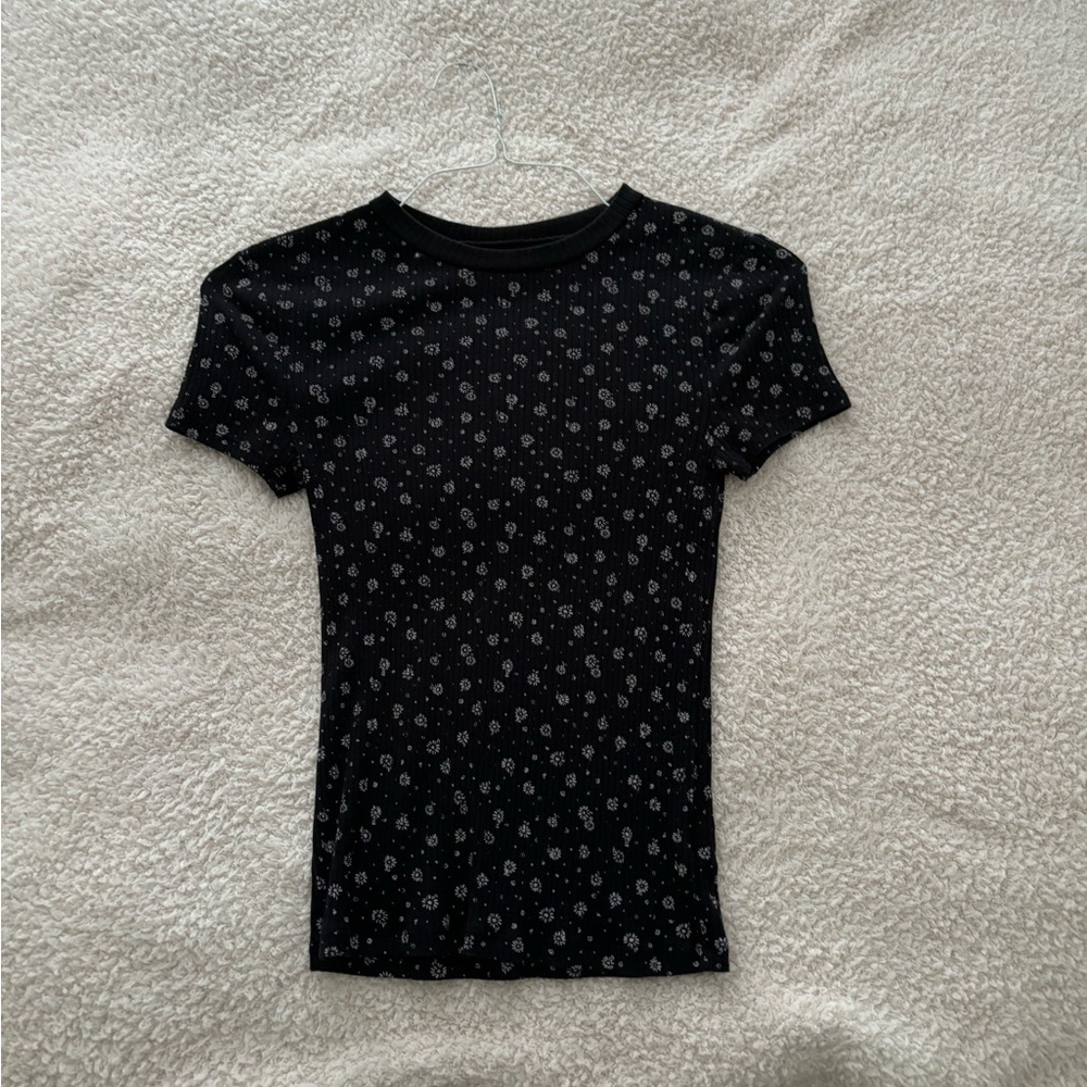 Black shirt with flower print, only uses a few times